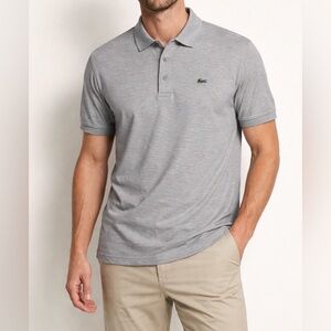 Lacoste Polo Shirt Size 7 XL Gray Cotton Classic Croc Logo